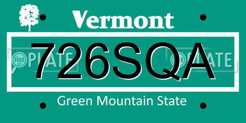 726SQA Vermont License Plate