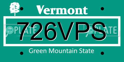 726VPS Vermont License Plate