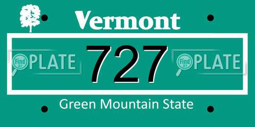 727 Vermont License Plate