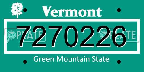 7270226 Vermont License Plate