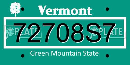 72708S7 Vermont License Plate