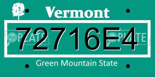 72716E4 Vermont License Plate