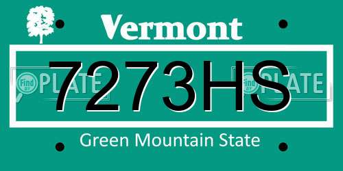 7273HS Vermont License Plate