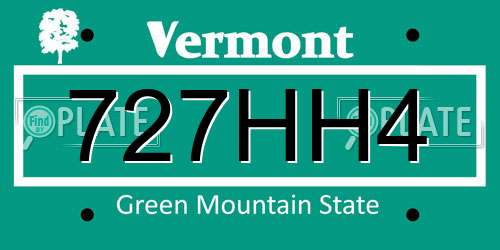 727HH4 Vermont License Plate