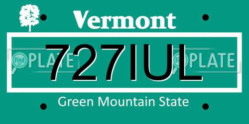 727IUL Vermont License Plate
