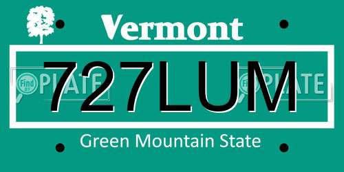 727LUM Vermont License Plate