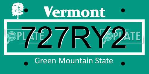 727RY2 Vermont License Plate