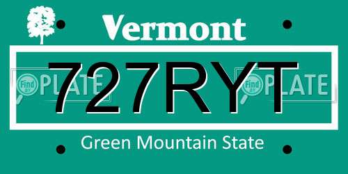 727RYT Vermont License Plate