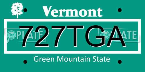 727TGA Vermont License Plate