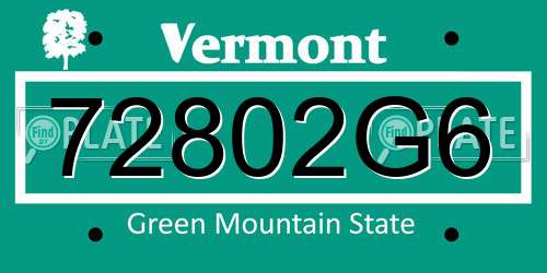 72802G6 Vermont License Plate