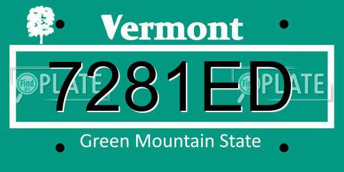 7281ED Vermont License Plate