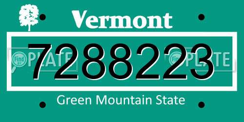 7288223 Vermont License Plate