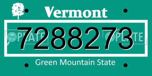 7288273 Vermont License Plate