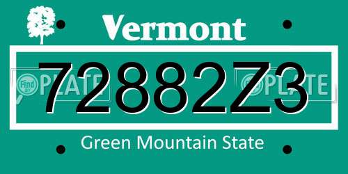 72882Z3 Vermont License Plate