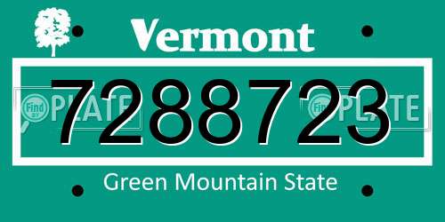 7288723 Vermont License Plate
