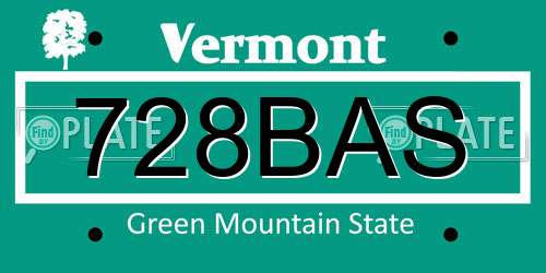 728BAS Vermont License Plate