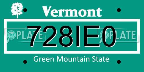 728IE0 Vermont License Plate