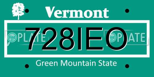 728IEO Vermont License Plate
