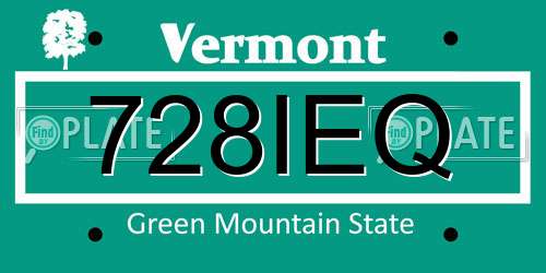 728IEQ Vermont License Plate