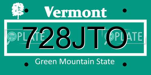 728JTO Vermont License Plate