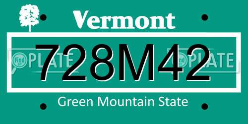 728M42 Vermont License Plate