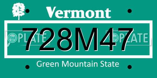 728M47 Vermont License Plate