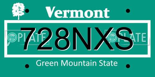 728NXS Vermont License Plate