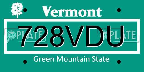 728VDU Vermont License Plate