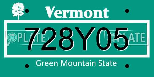 728Y05 Vermont License Plate