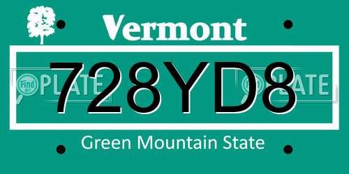 728YD8 Vermont License Plate
