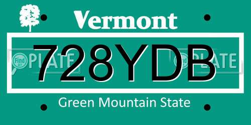 728YDB Vermont License Plate