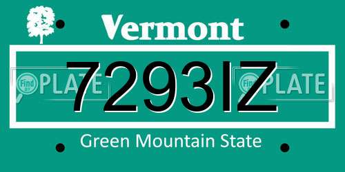 7293IZ Vermont License Plate