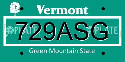 729ASG Vermont License Plate