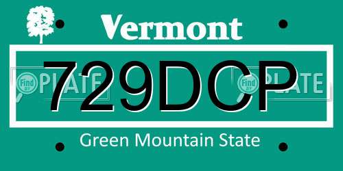 729DCP Vermont License Plate