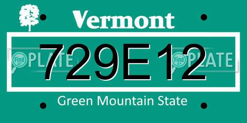 729E12 Vermont License Plate