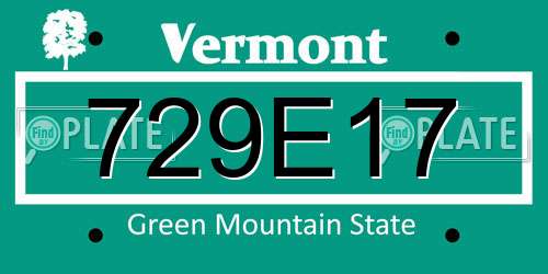 729E17 Vermont License Plate