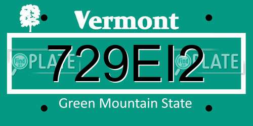 729EI2 Vermont License Plate