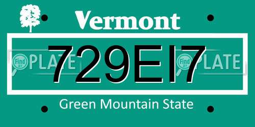 729EI7 Vermont License Plate