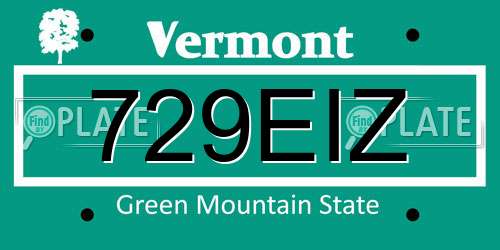 729EIZ Vermont License Plate