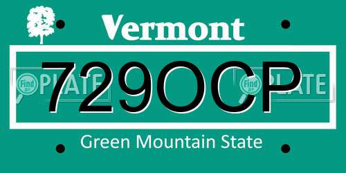 729OCP Vermont License Plate