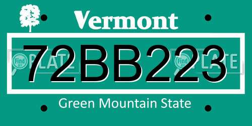 72BB223 Vermont License Plate