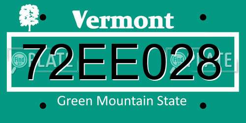 72EE028 Vermont License Plate