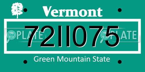 72II075 Vermont License Plate
