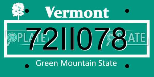 72II078 Vermont License Plate