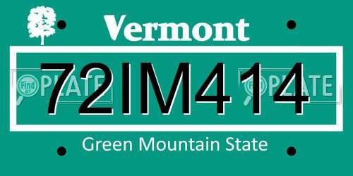 72IM414 Vermont License Plate