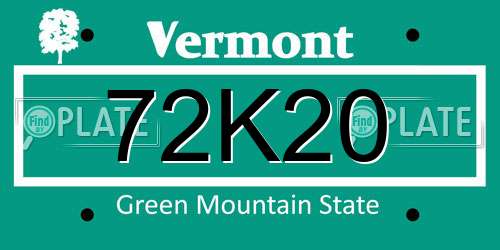 72K20 Vermont License Plate