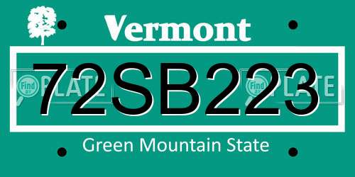 72SB223 Vermont License Plate