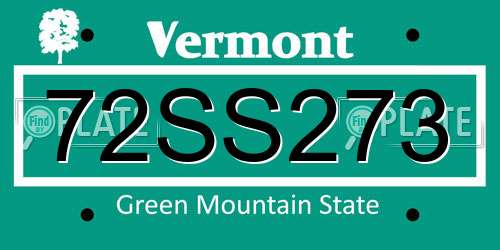 72SS273 Vermont License Plate