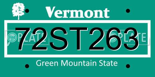72ST263 Vermont License Plate
