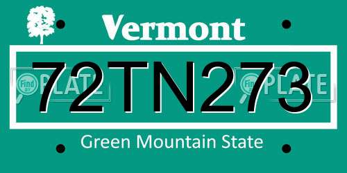 72TN273 Vermont License Plate